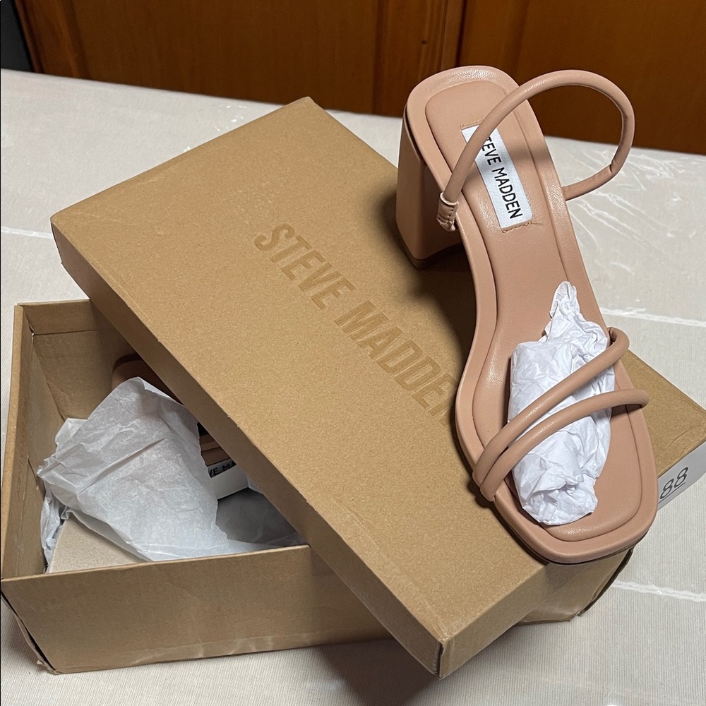 Steve Madden Nude Gemeni Strappy Block Heels